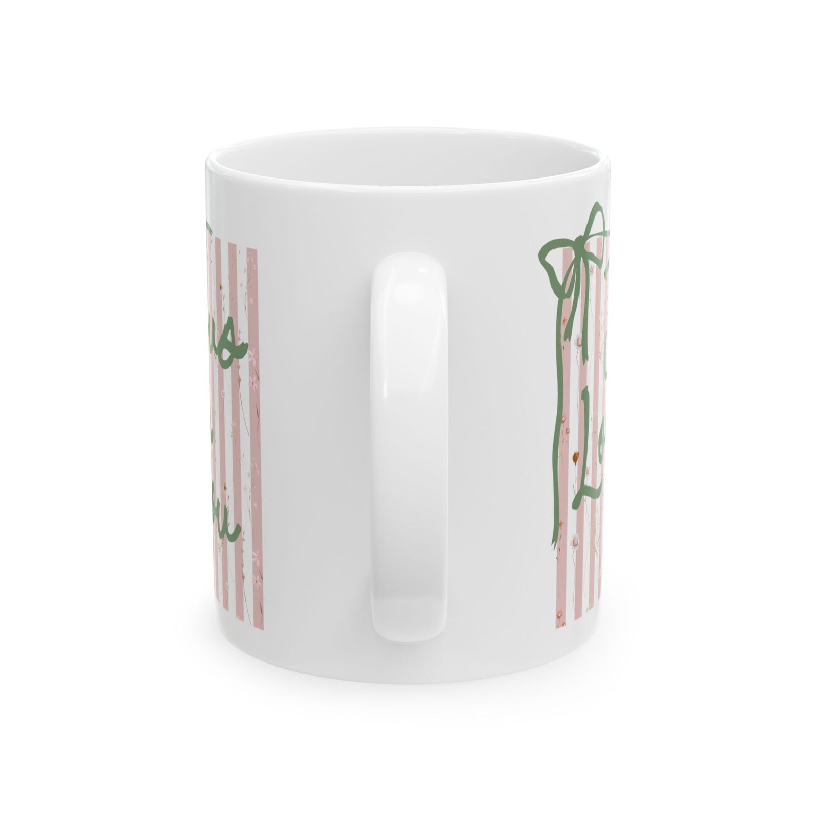 Jesus Loves You Pink Stripe Inspirational Ceramic Mug Coffee Cup (11oz & 15oz)