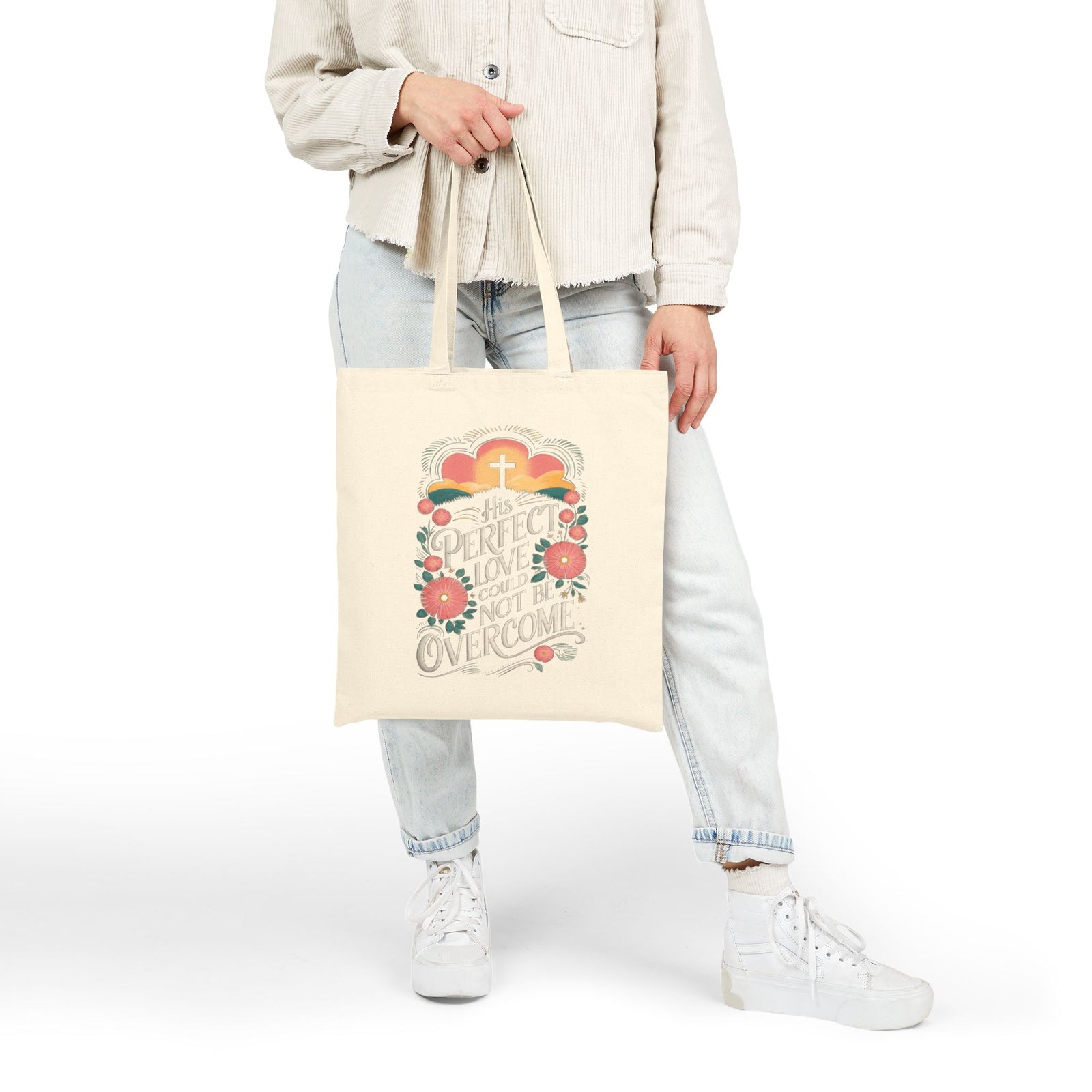 His Perfect Love Could Not be Overcome Christian Cotton Canvas Tote Bag