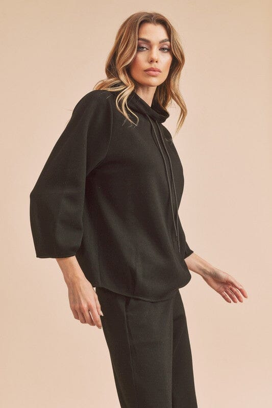 Aemi + Co Lightweight Drawstring Mock Neck Sweatshirt - Sydney So Sweet