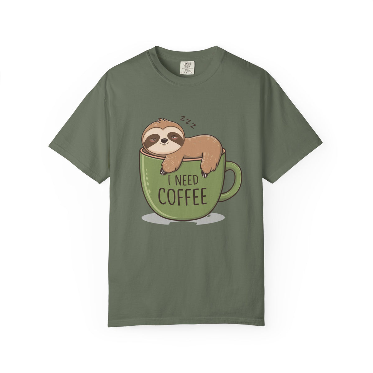 I Need Coffee Sloth Graphic T-Shirt Unisex Coffee Lover Short Sleeve Tee