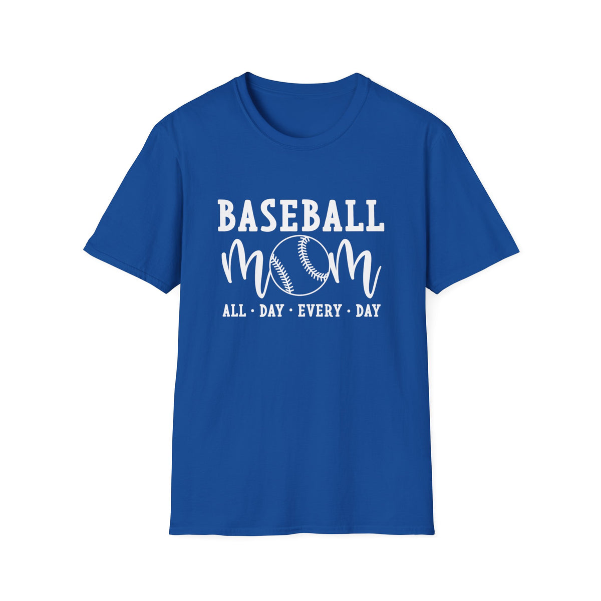 Baseball Mom All Day Graphic T-Shirt Cute Sports Mom Tee (12 Team Colors)