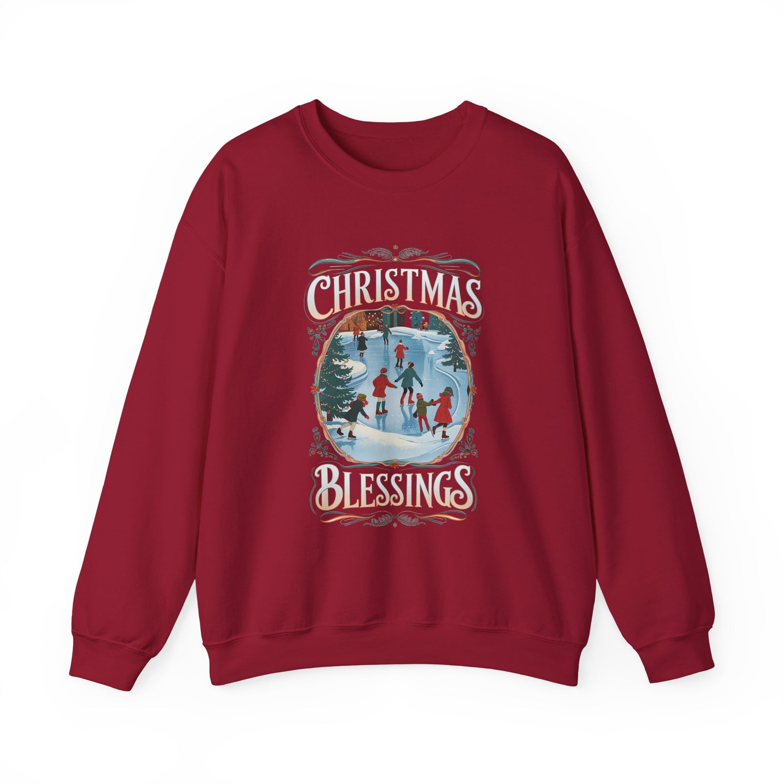 Christmas Blessings Ice Skating Crewneck Unisex Sweatshirt