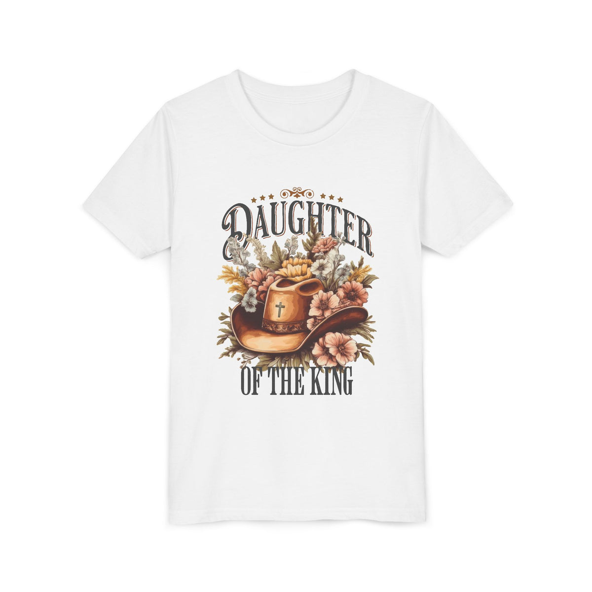 Daughter of the King Distressed Kids T-Shirt Cowgirl Christian Graphic Tee