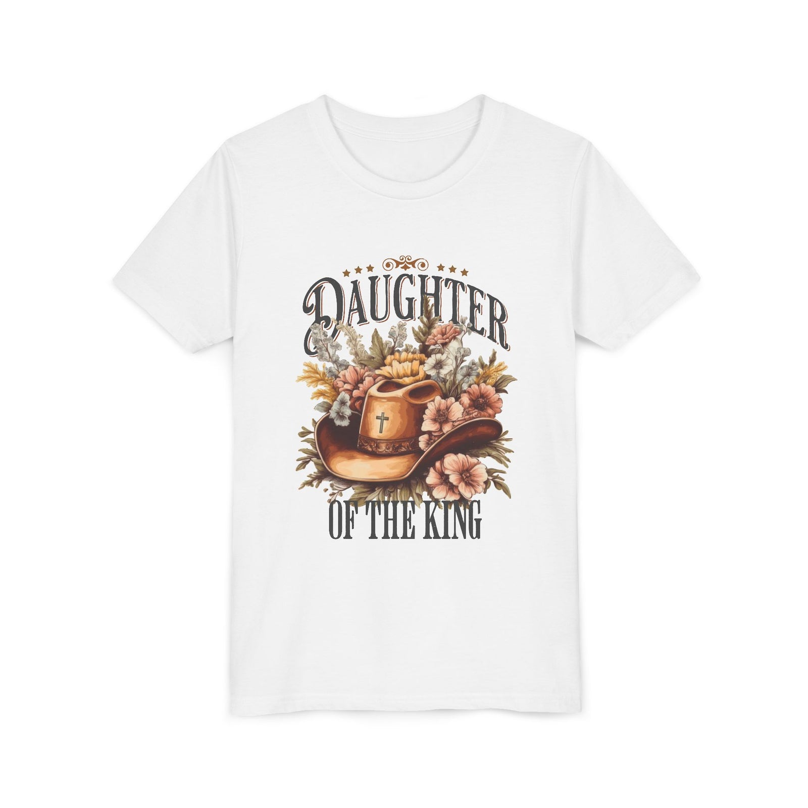 Daughter of the King Distressed Kids T-Shirt Cowgirl Christian Graphic Tee