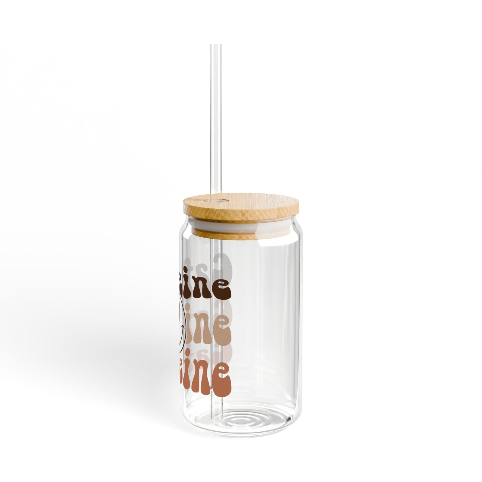 Caffeine Smile Sipper Glass 16oz Reusable Drink Jar with Lid & Straw