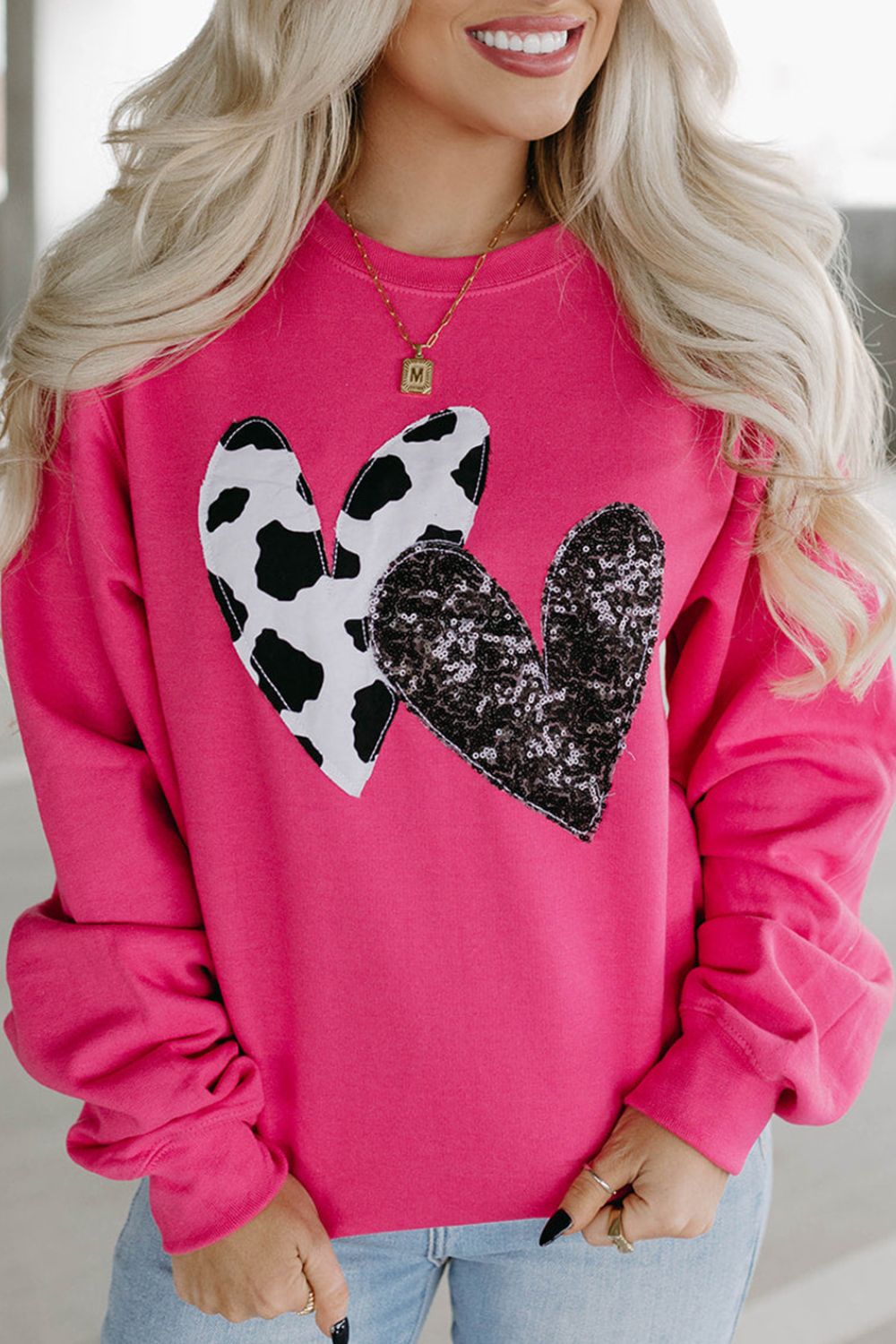 Heart Patch Long Sleeve Sweatshirt - Sydney So Sweet