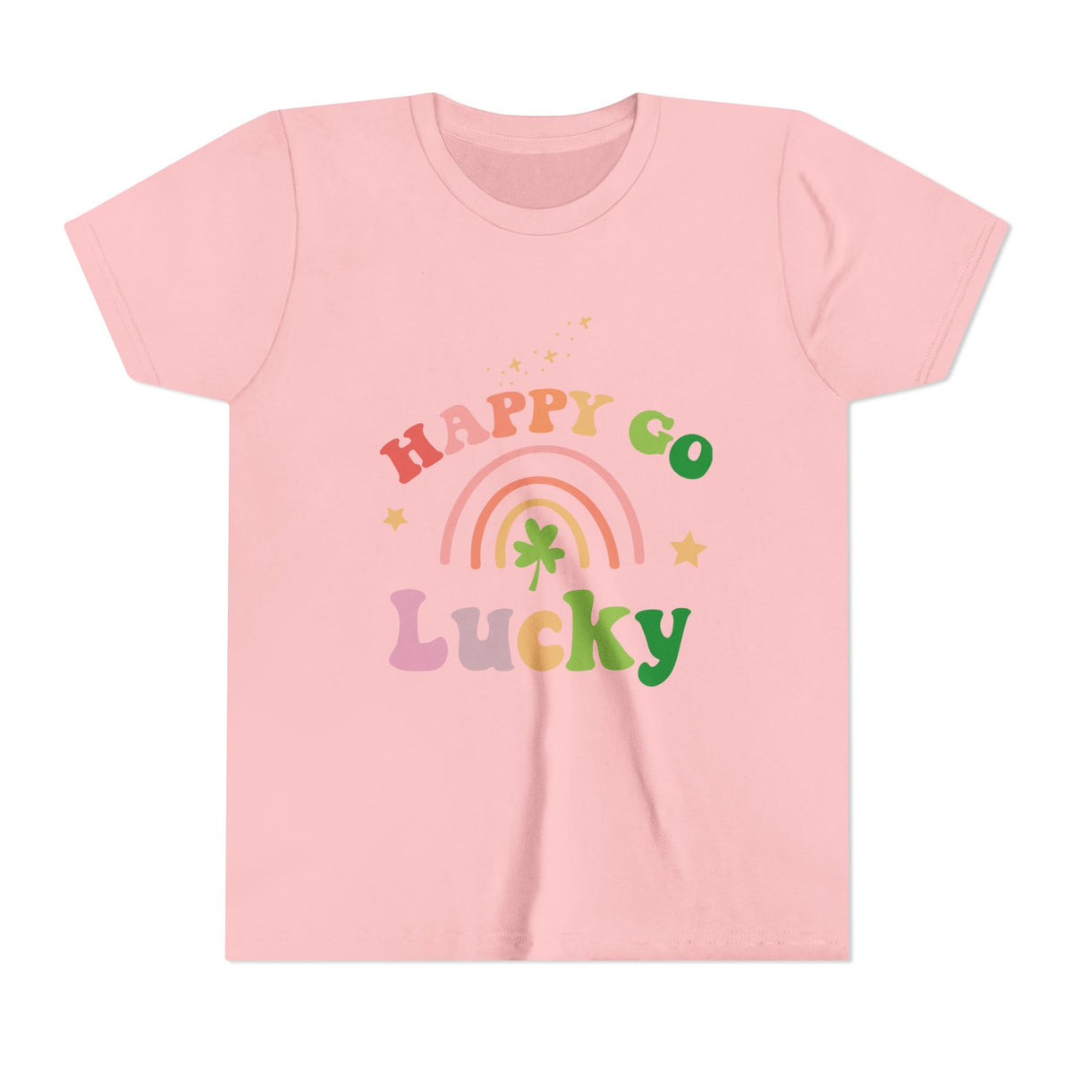 Happy Go Lucky Rainbow Shamrock Youth Tee Cute St. Patrick's Day Kids T-Shirt