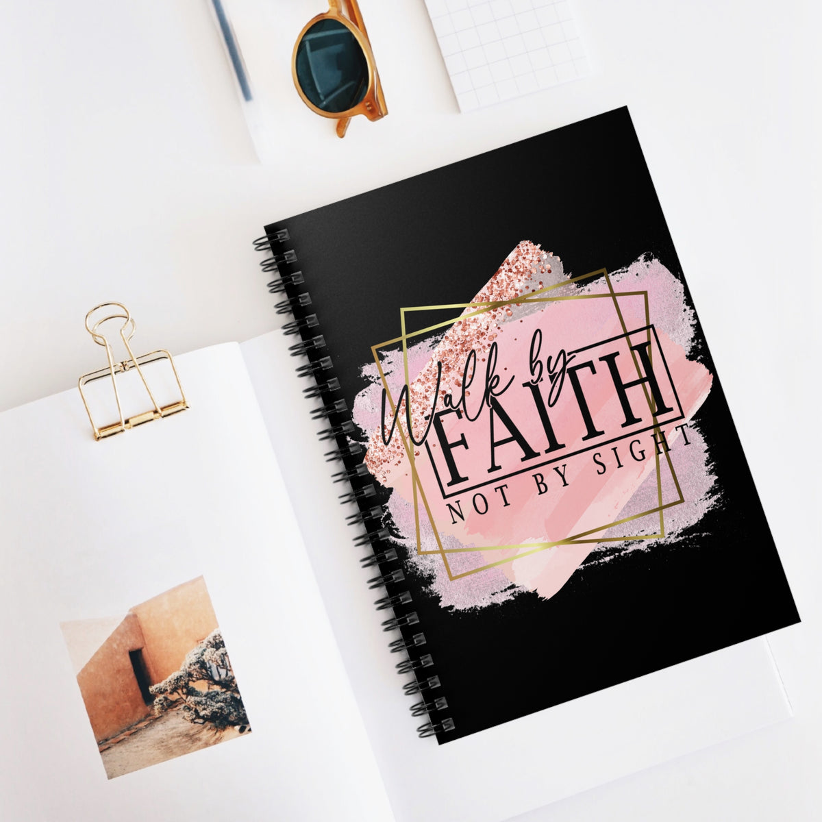 Walk by Faith Not by Sight Ruled Journal Christian Spiral Notebook