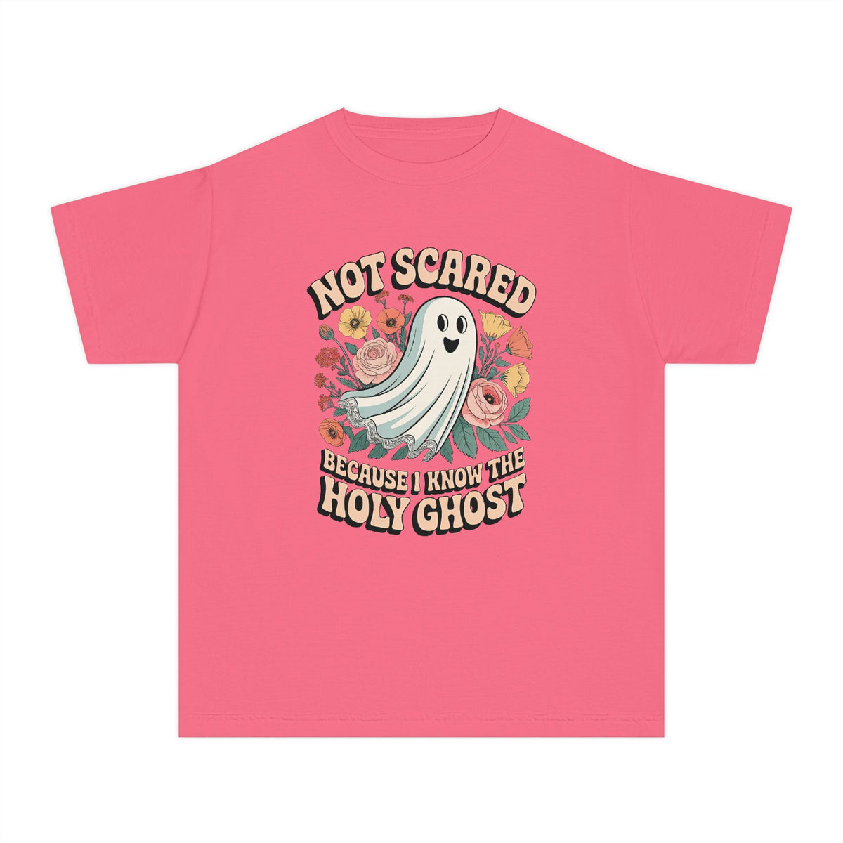 Not Scared Holy Ghost T-Shirt Christian Halloween Kids Graphic Tee