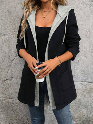 Drawstring Long Sleeve Hooded Jacket - Sydney So Sweet