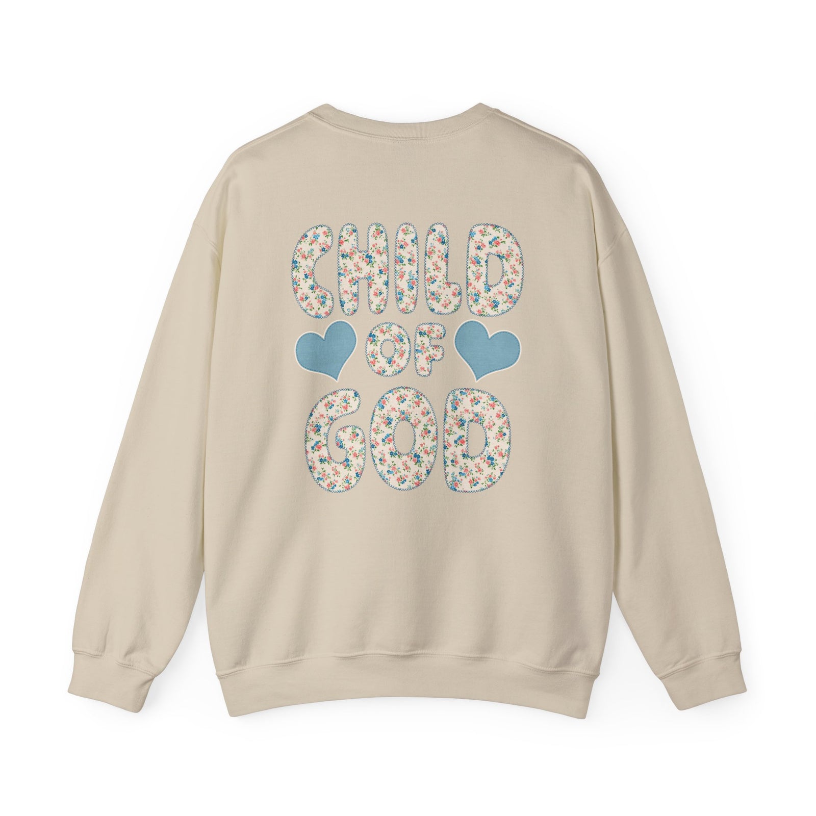 Child of God Crewneck Sweatshirt Floral Cross Christian Faith Pullover