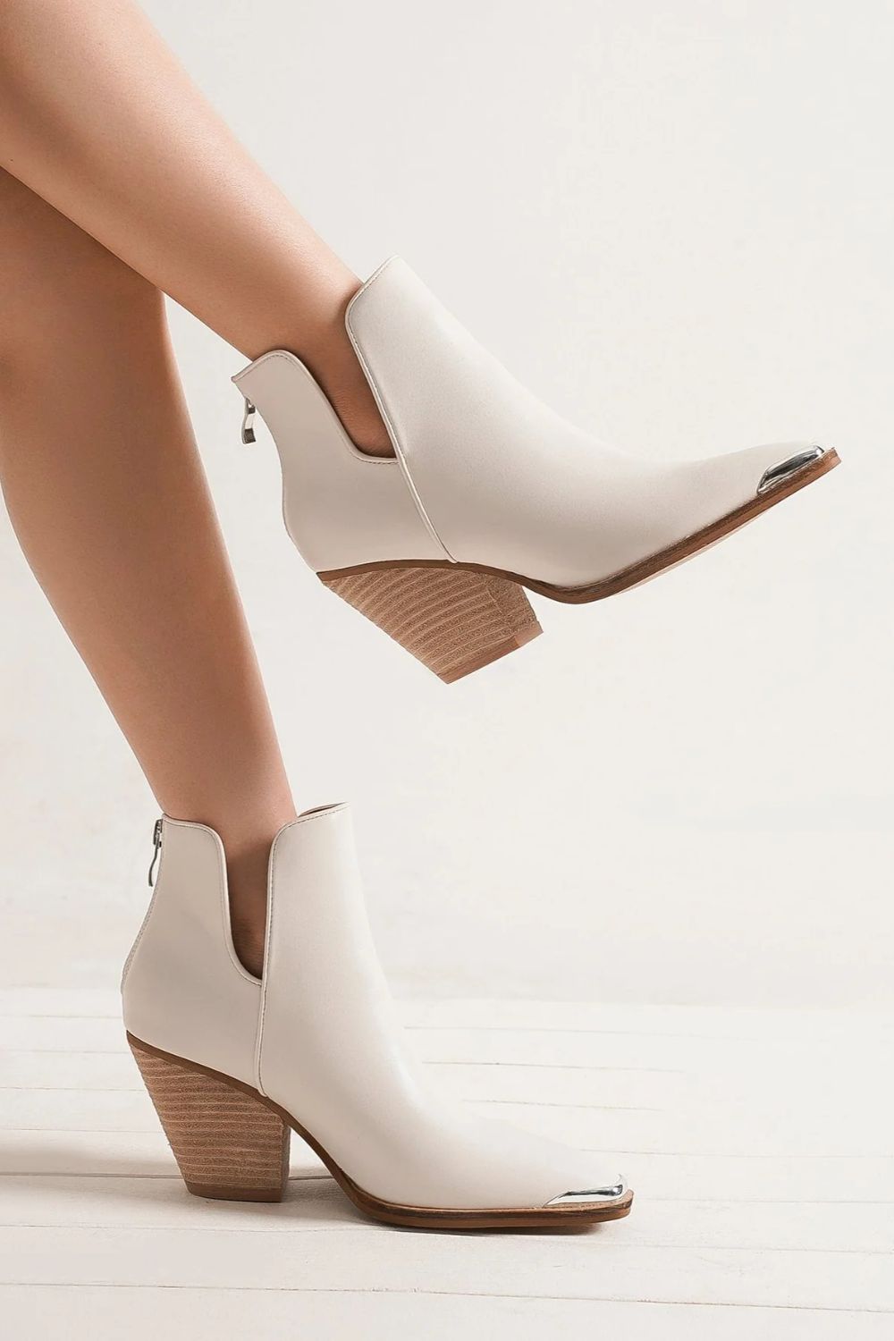 Beast Fashion Pointed Metal-Tip Toe Block Heel Ankle Boots - Sydney So Sweet