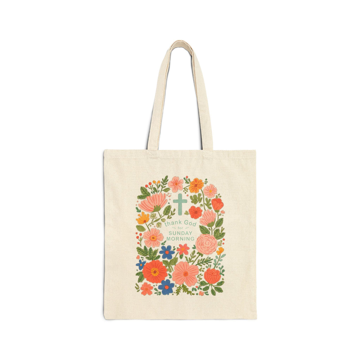 Thank God For Sunday Morning Christian Cotton Canvas Tote Bag