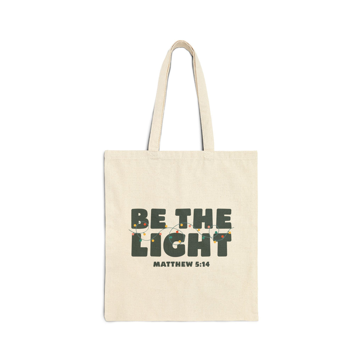 Be The Light Matthew 5:14 Cotton Canvas Christian Grocery Church Christmas Shopping Tote Bag - Sydney So Sweet