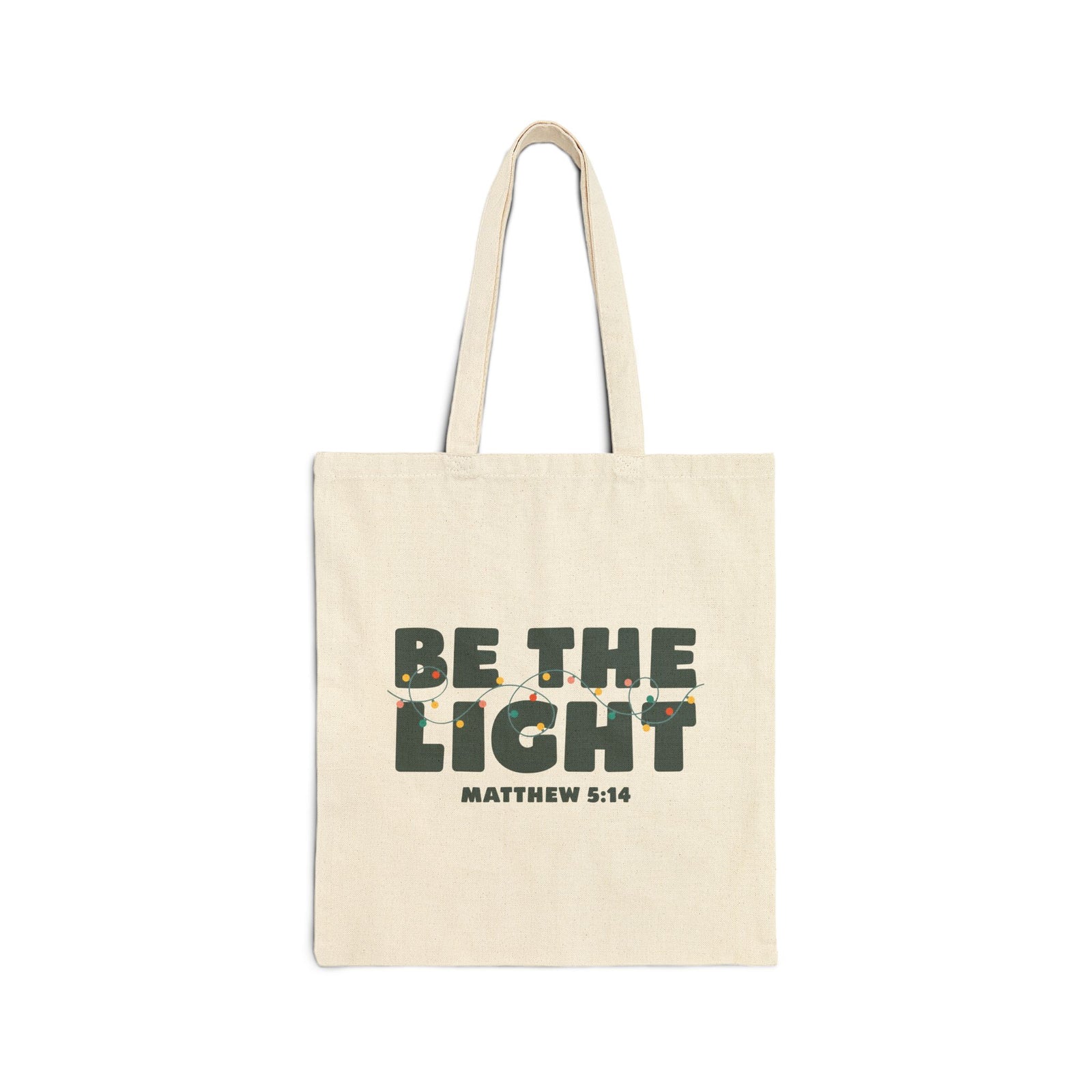 Be The Light Matthew 5:14 Cotton Canvas Christian Grocery Church Christmas Shopping Tote Bag - Sydney So Sweet