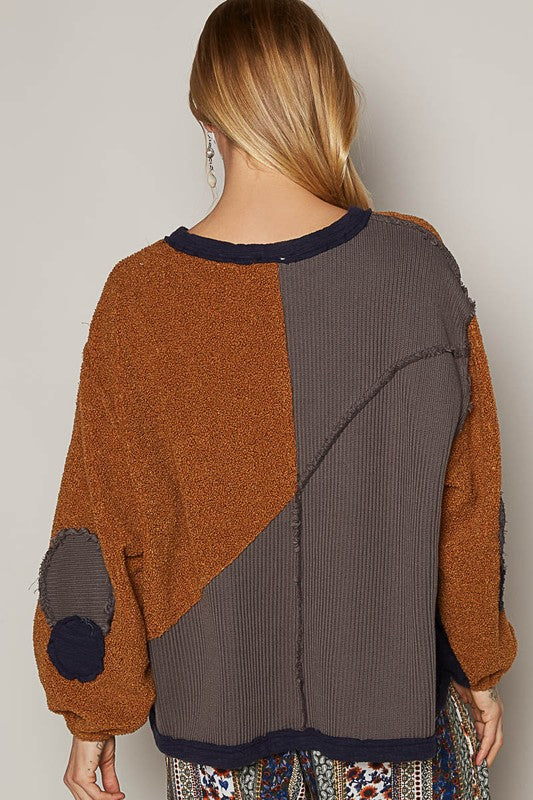 POL Color Block Half Zip Dropped Shoulder Sweatshirt - Sydney So Sweet