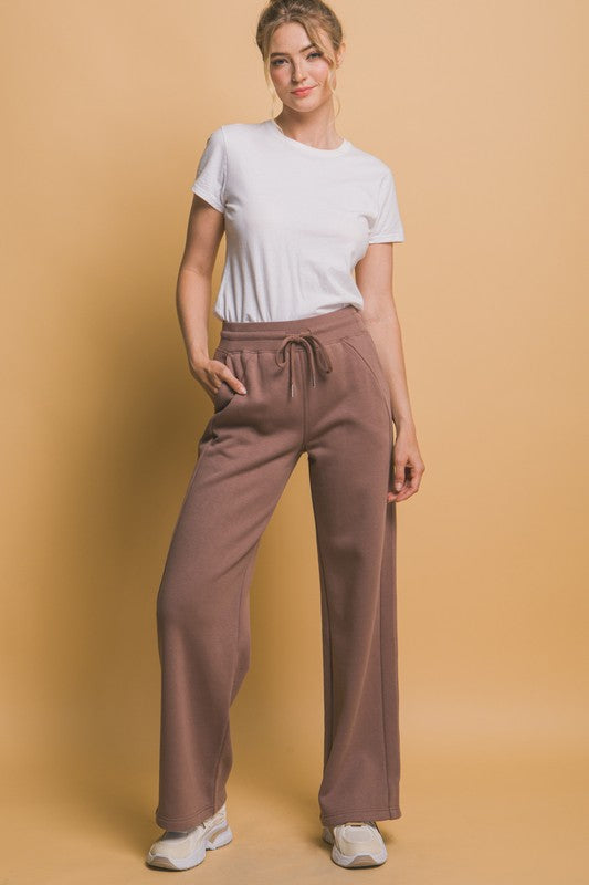 Love Tree Drawstring Wide Leg Sweatpants with Pockets - Sydney So Sweet