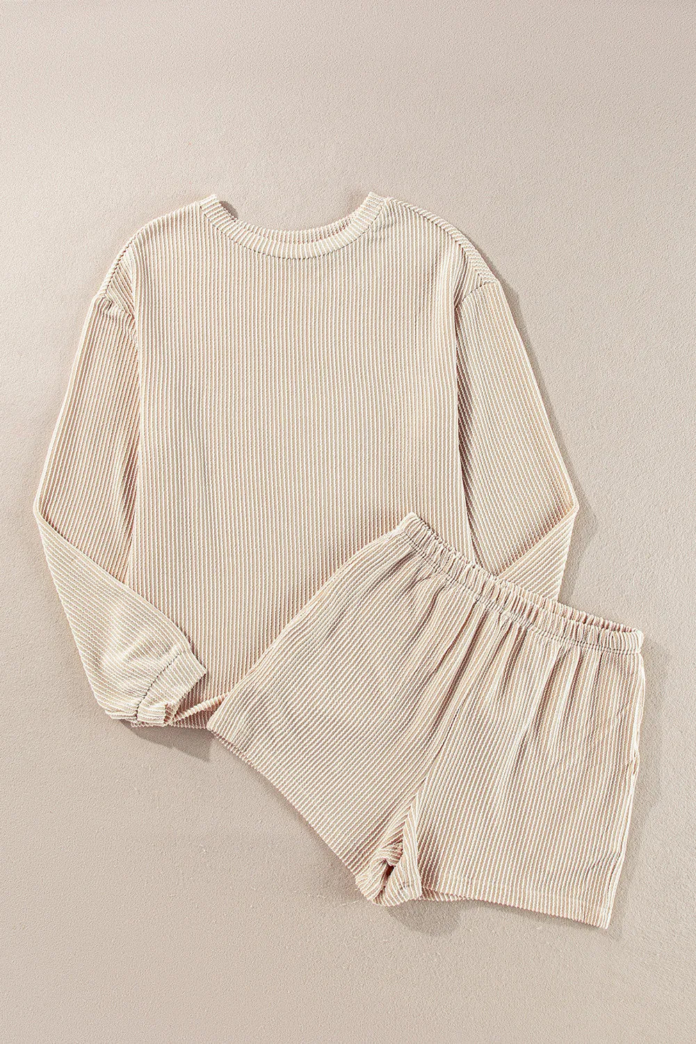 Round Neck Long Sleeve Top and Shorts Set - Sydney So Sweet