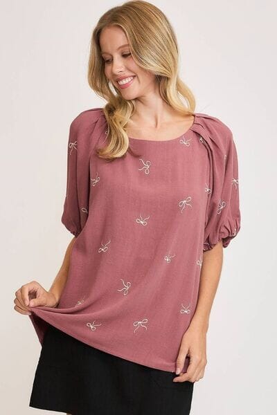 Umgee Full Size Linen Blend Ribbon Embroidered Top Plus Size - Sydney So Sweet