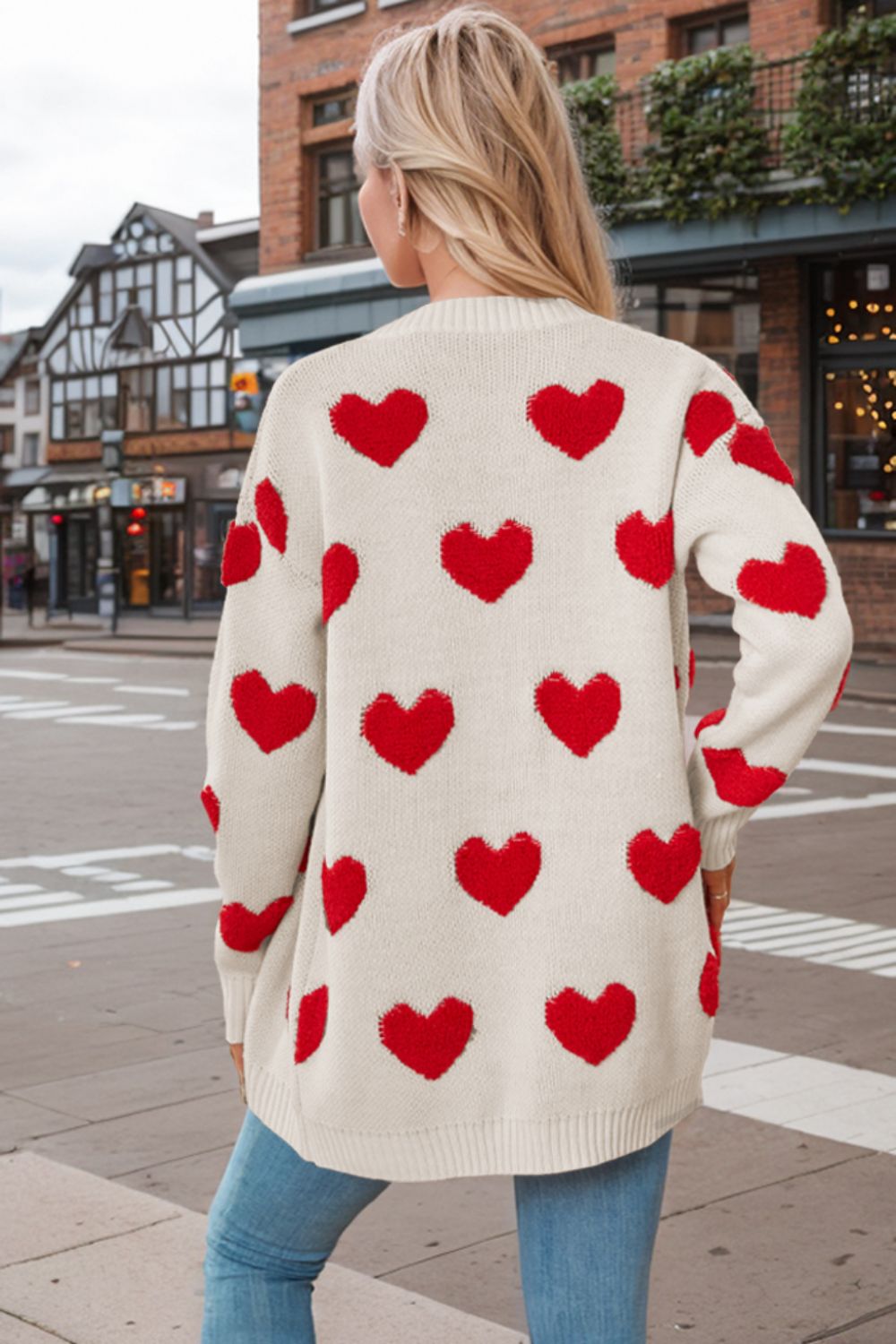 Heart Button Down Long Sleeve Cardigan - Sydney So Sweet