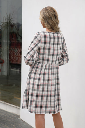 Plaid Round Neck Mini Dress - Sydney So Sweet