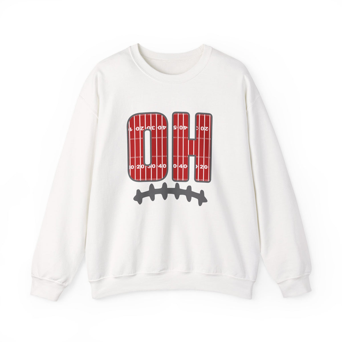 OH Football Field Stripe Ohio State Crew Neck Sweatshirt Scarlet & Gray Gameday Pullover
