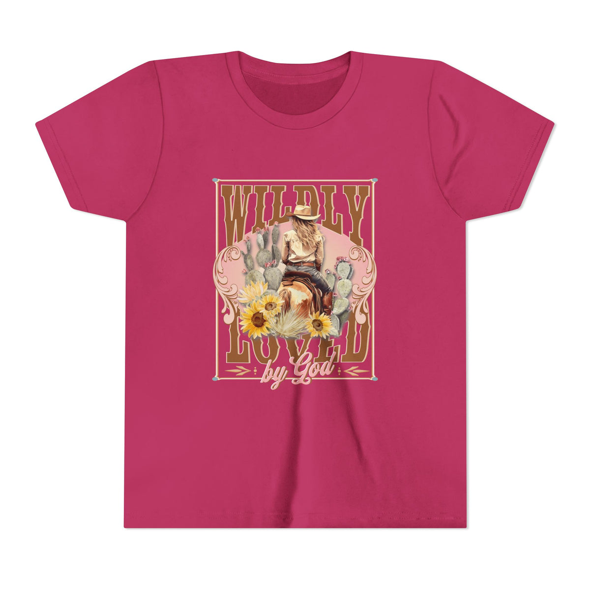 Wildly Loved by God Kids T-Shirt Christian Cowgirl & Horse Graphic Tee
