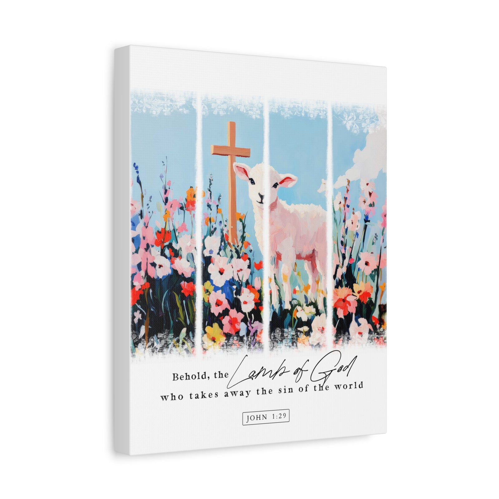 Lamb of God Canvas Wall Art John 1:29 Scripture Print