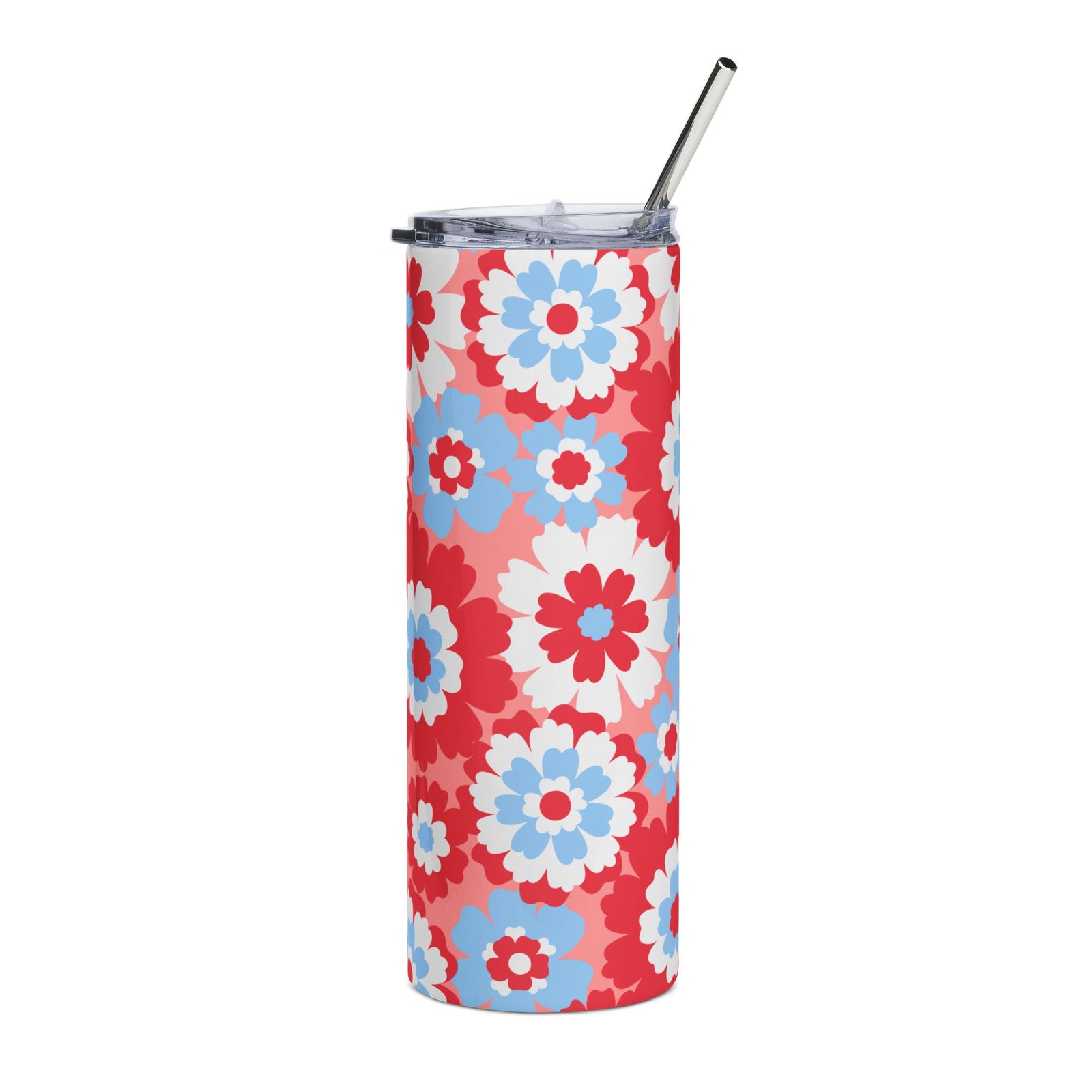 Floral Freedom II Red White & Blue 20oz Tumbler Stainless Steel Insulated Travel Cup