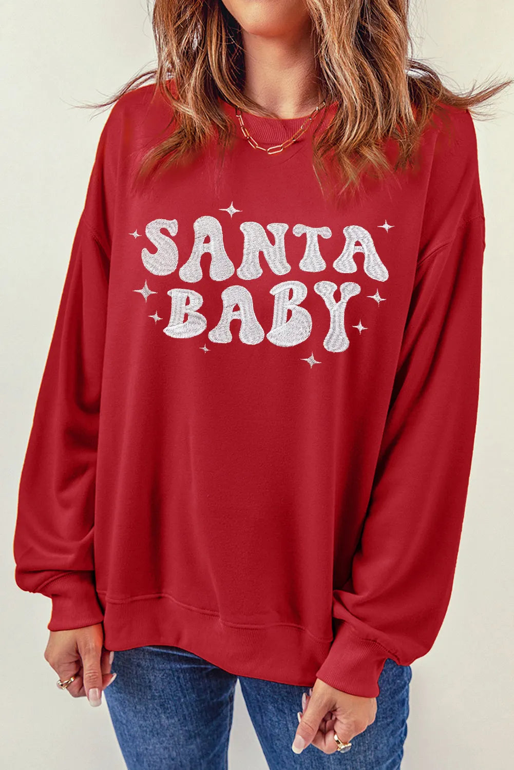 SANTA BABY Round Neck Long Sleeve Sweatshirt - Sydney So Sweet