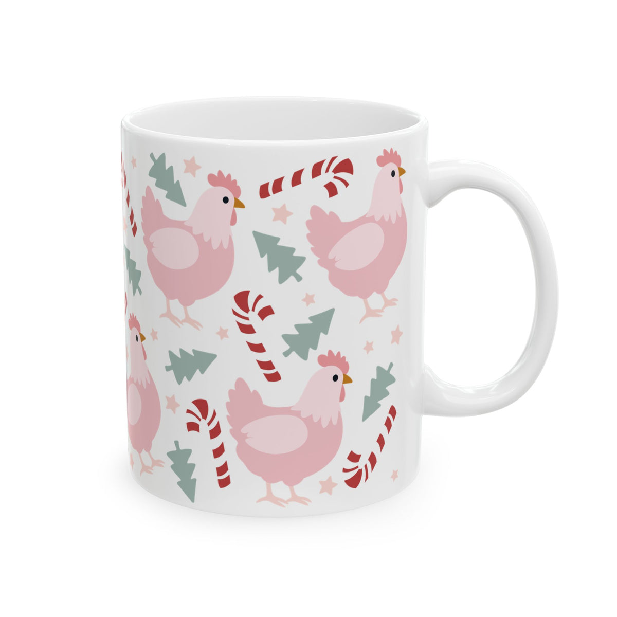 Christmas Chickens Ceramic Mug Coffee Cup (11oz & 15oz)
