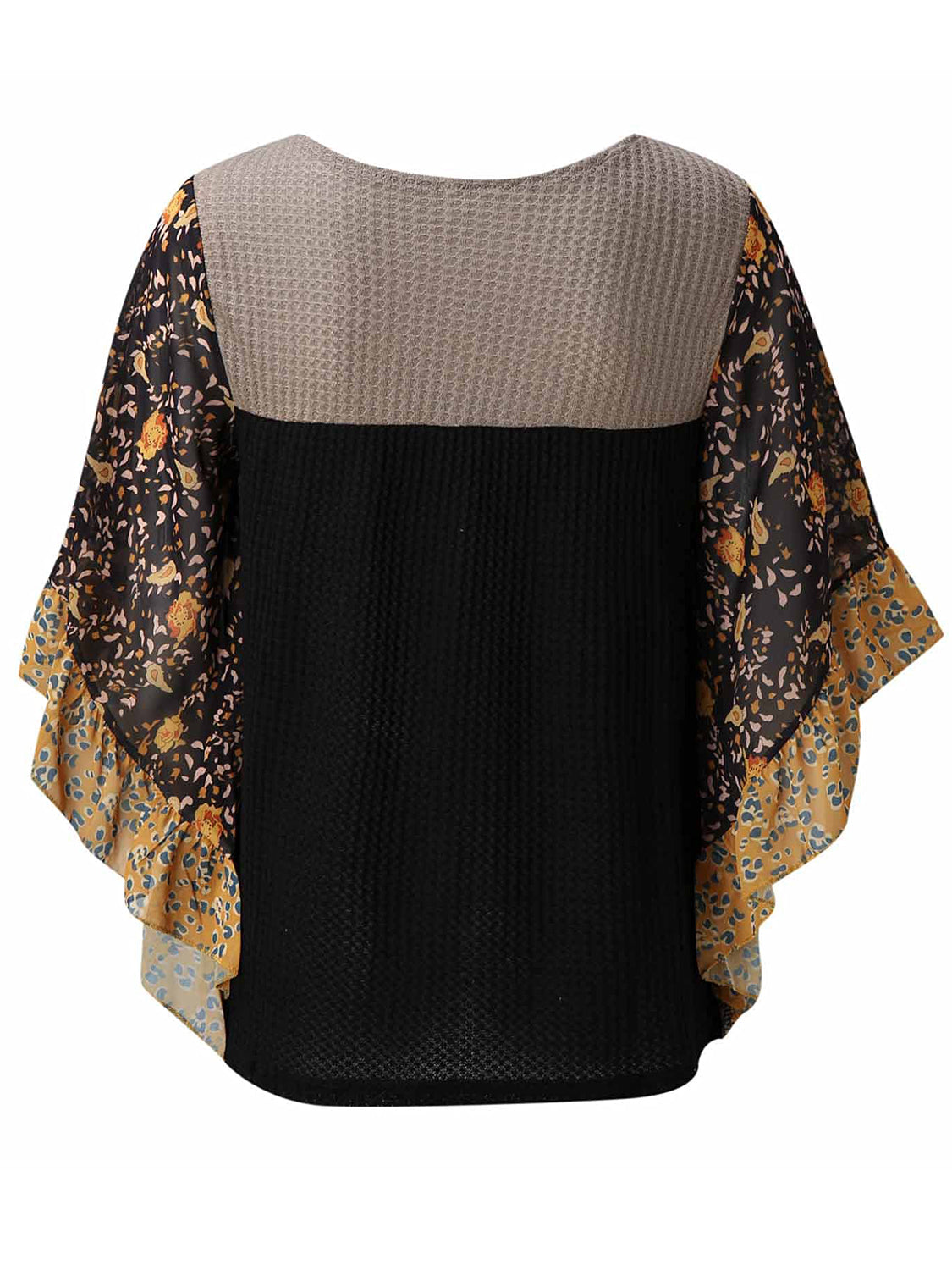 Full Size Printed Round Neck Three-Quarter Sleeve Blouse - Sydney So Sweet