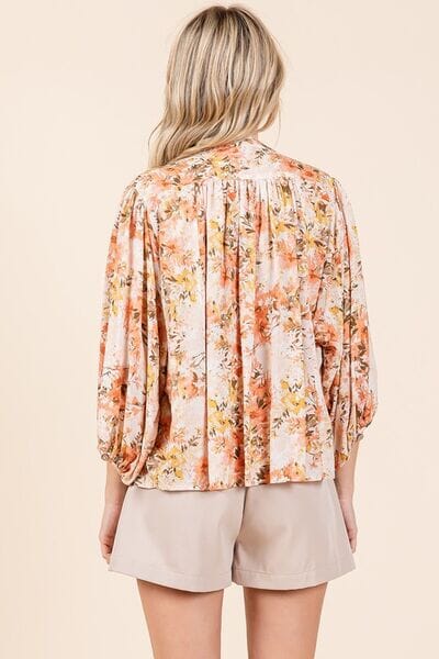 Mittoshop Flower Print Batwing Sleeve Button Down Blouse - Sydney So Sweet