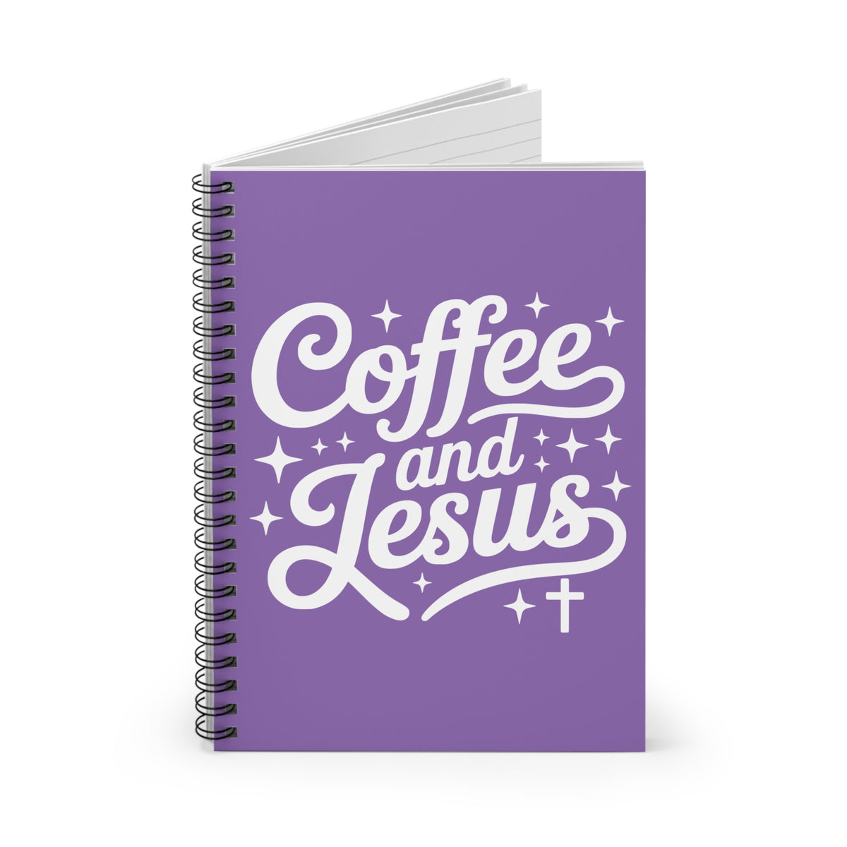 Coffee and Jesus Purple Spiral Notebook Christian Inspirational Ruled Journal