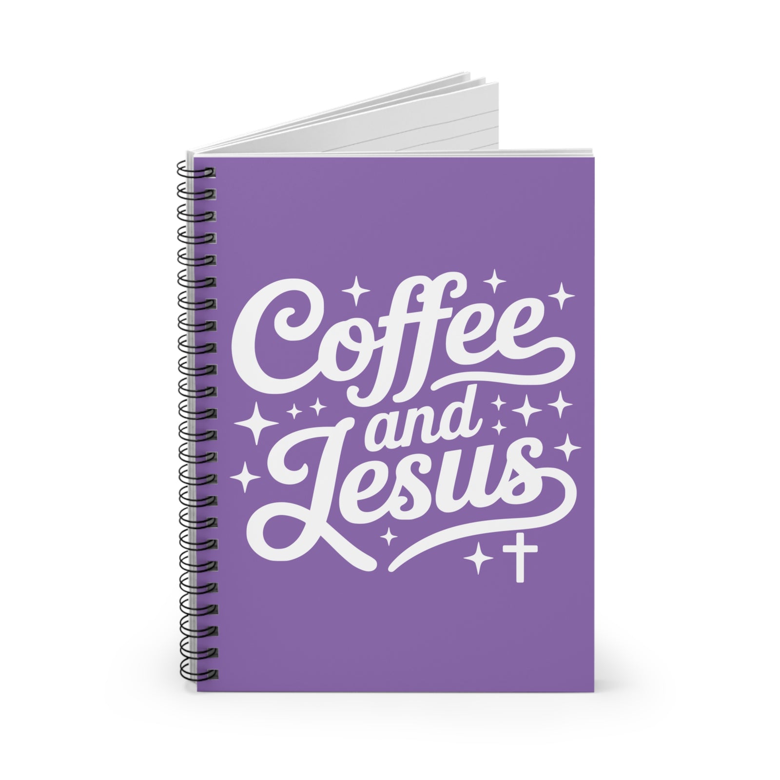Coffee and Jesus Purple Spiral Notebook Christian Inspirational Ruled Journal