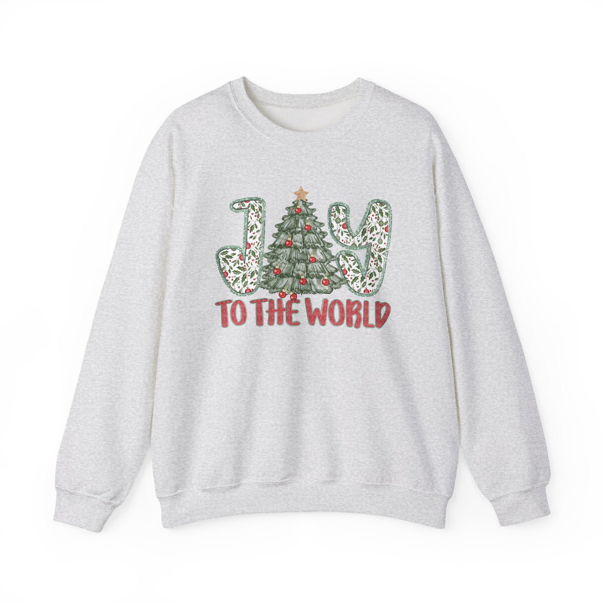 Joy to the World Heavy Blend Unisex Crewneck Cozy Christmas Tree Sweatshirt - Sydney So Sweet