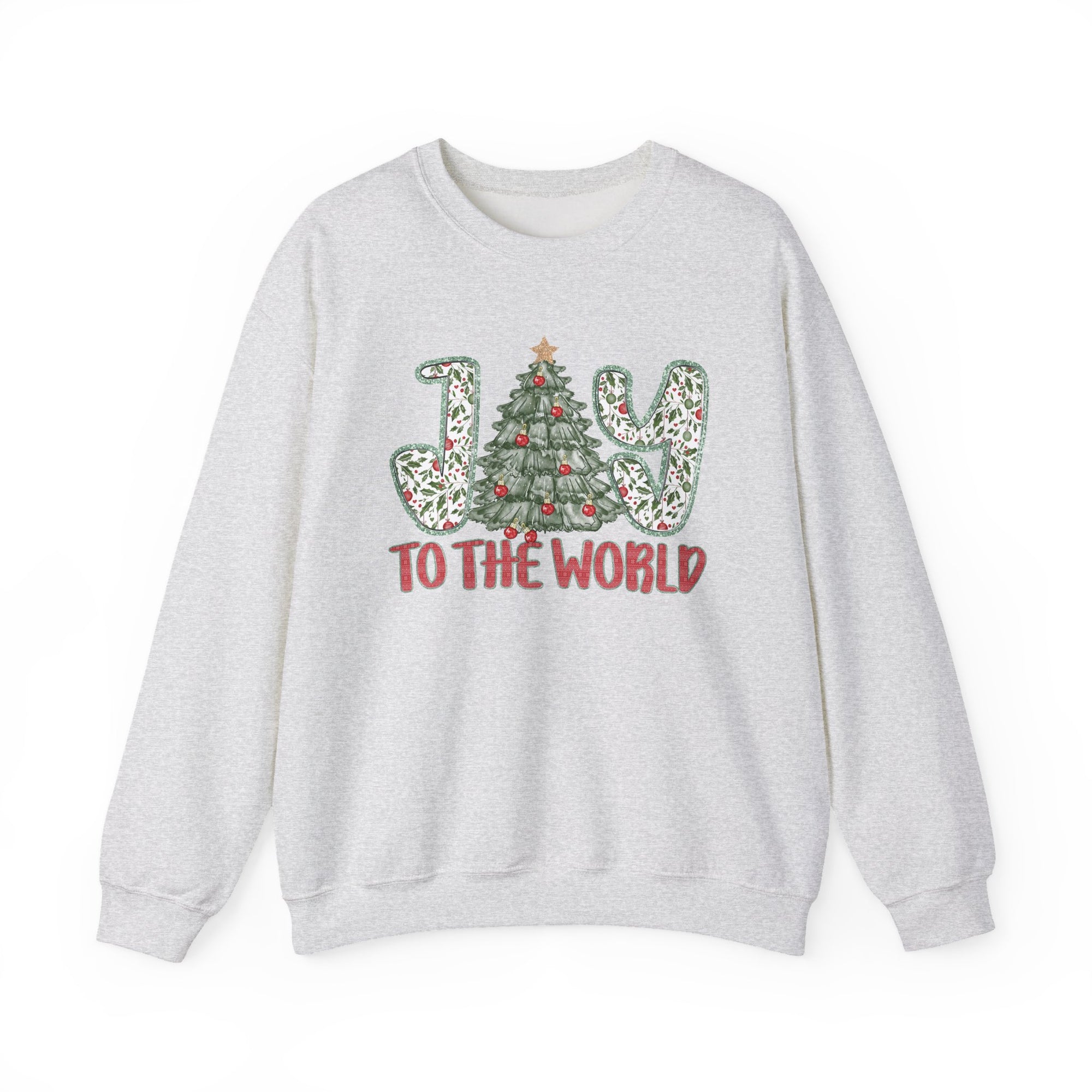 Joy to the World Heavy Blend Unisex Crewneck Cozy Christmas Tree Sweatshirt - Sydney So Sweet