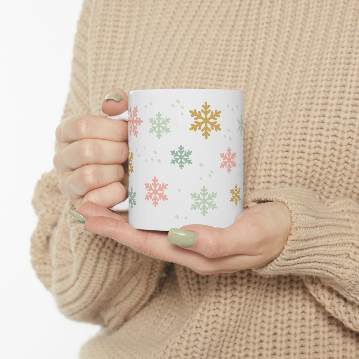 Pastel Snowflake Winter Christmas Ceramic Mug Coffee Cup (11oz & 15oz)