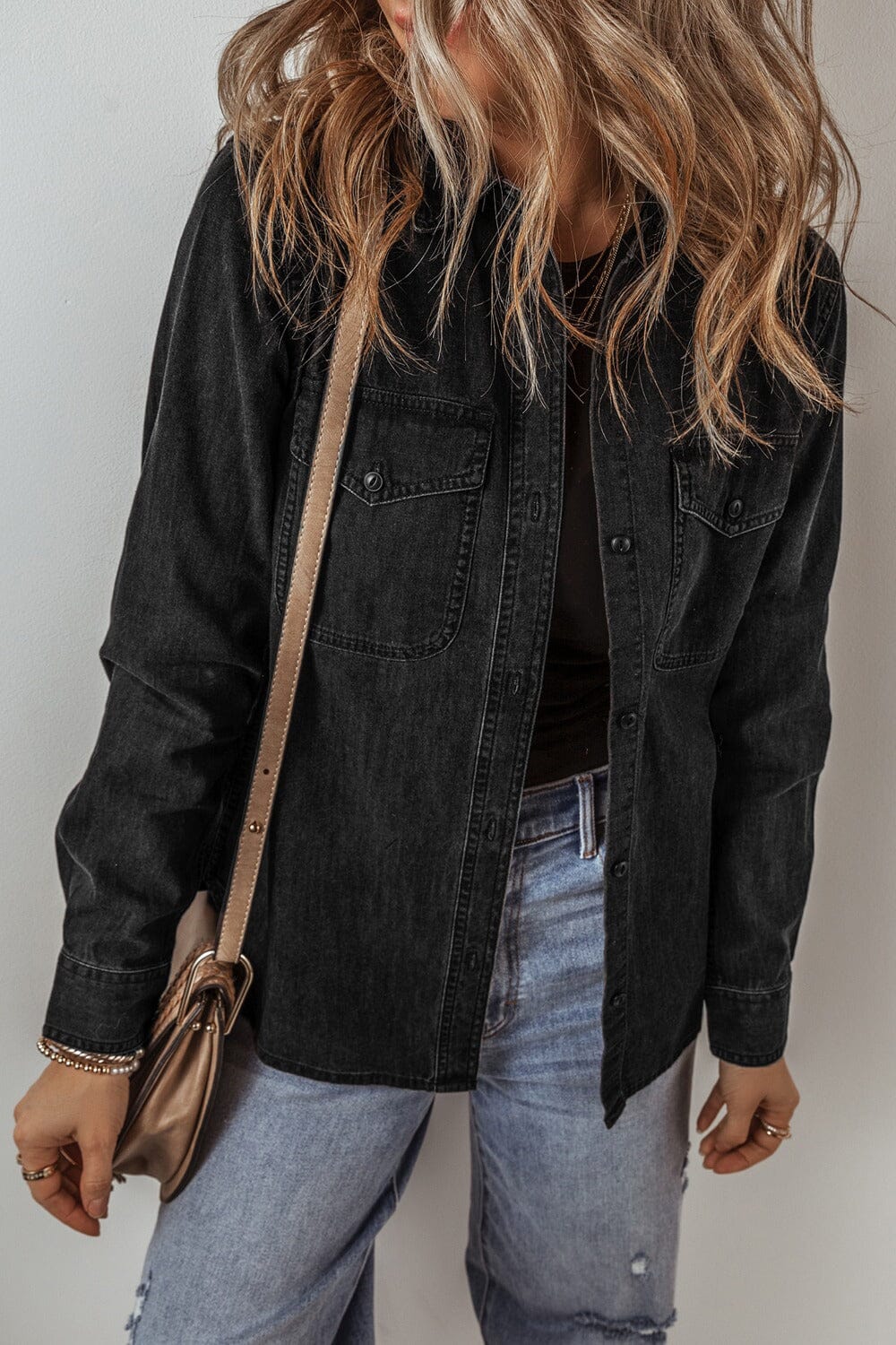 Button Up Long Sleeve Denim Jacket - Sydney So Sweet