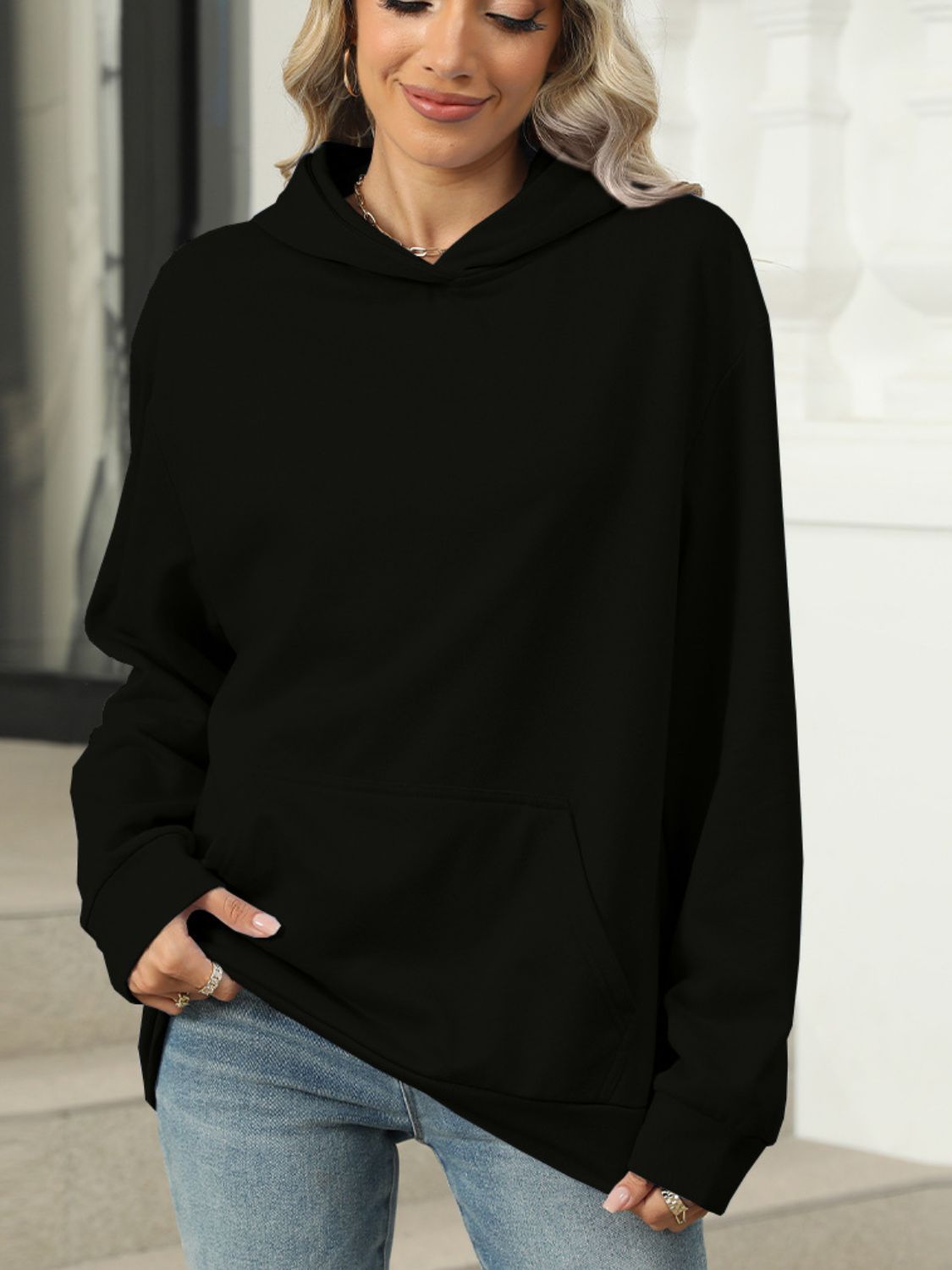 Pocketed Long Sleeve Hoodie - Sydney So Sweet