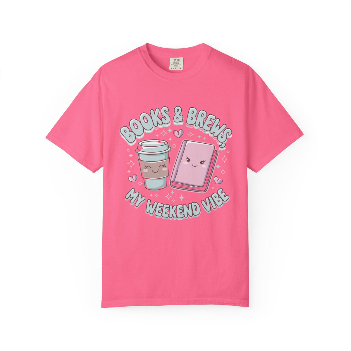 Books & Brews Weekend Vibe Graphic T-Shirt Unisex Book Lover Short Sleeve Tee