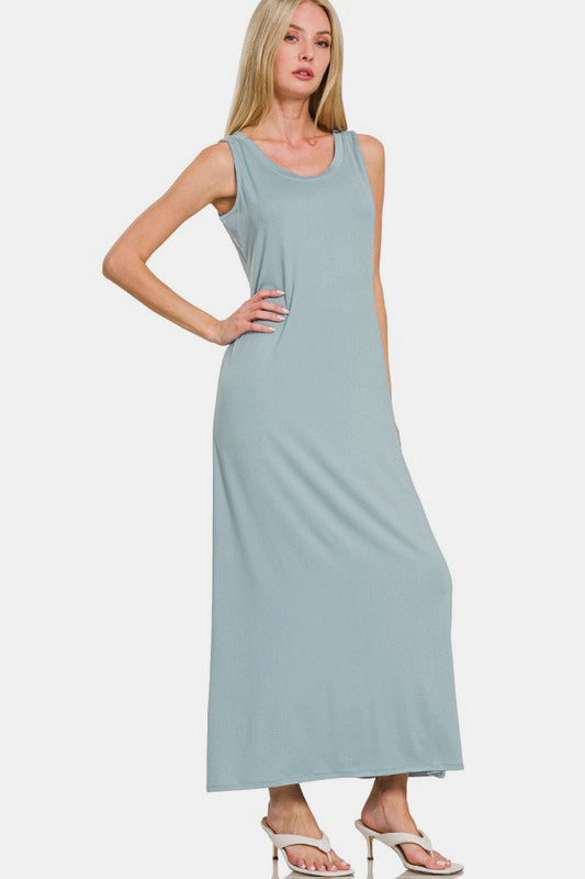 Zenana Scoop Neck Wide Strap Tank Dress - Sydney So Sweet