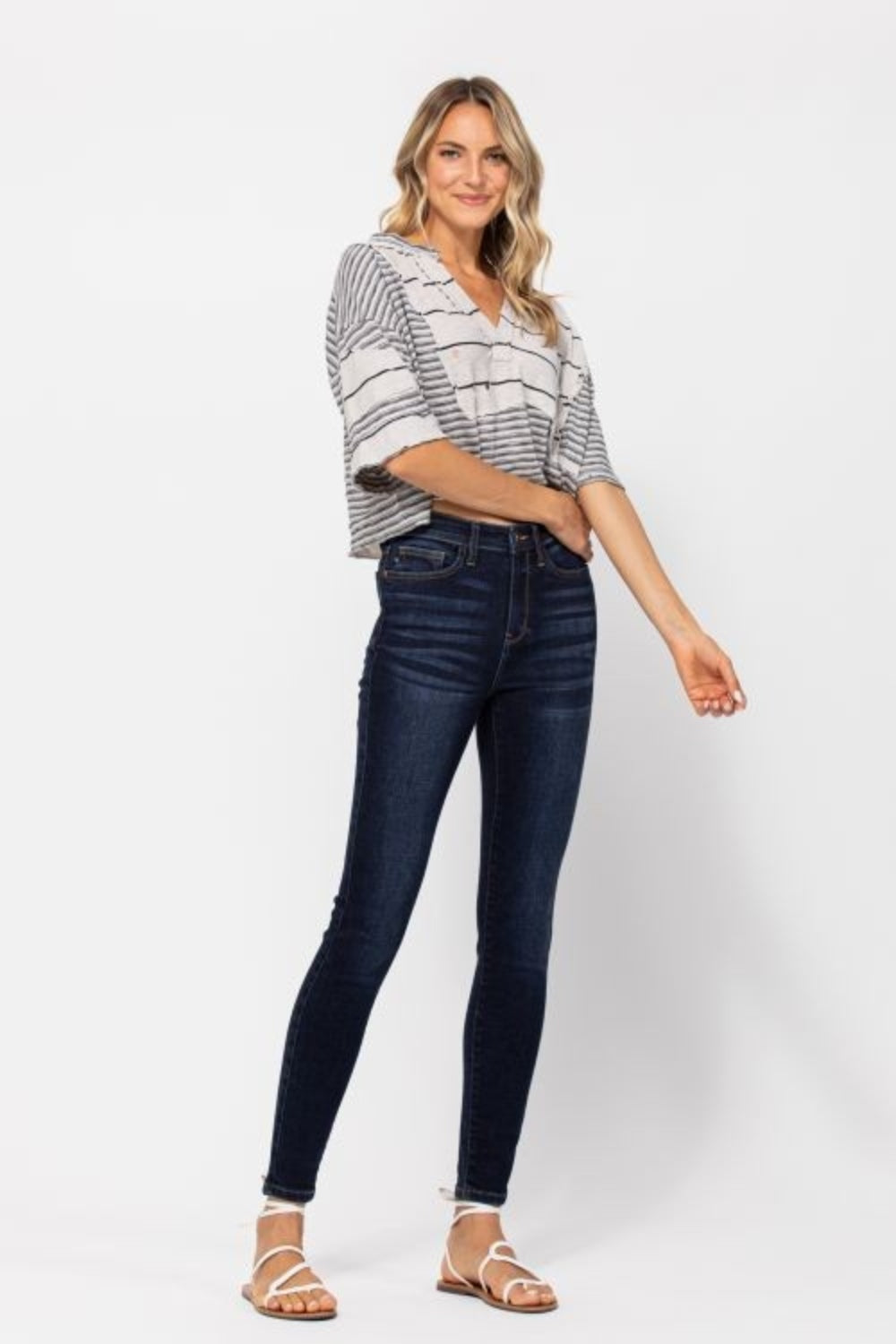 Judy Blue Full Size High Waist Handsand Skinny Jeans - Sydney So Sweet