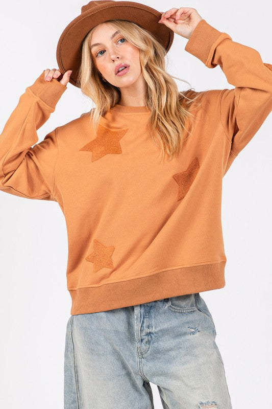 SAGE + FIG Star Patch Long Sleeve Sweatshirt - Sydney So Sweet