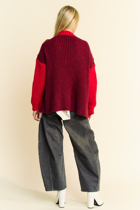 Davi & Dani Cable-Knit Color Block Open Front Cardigan - Sydney So Sweet