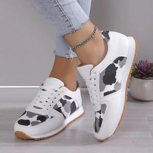 Tied Printed PU Leather Athletic Sneakers - Sydney So Sweet