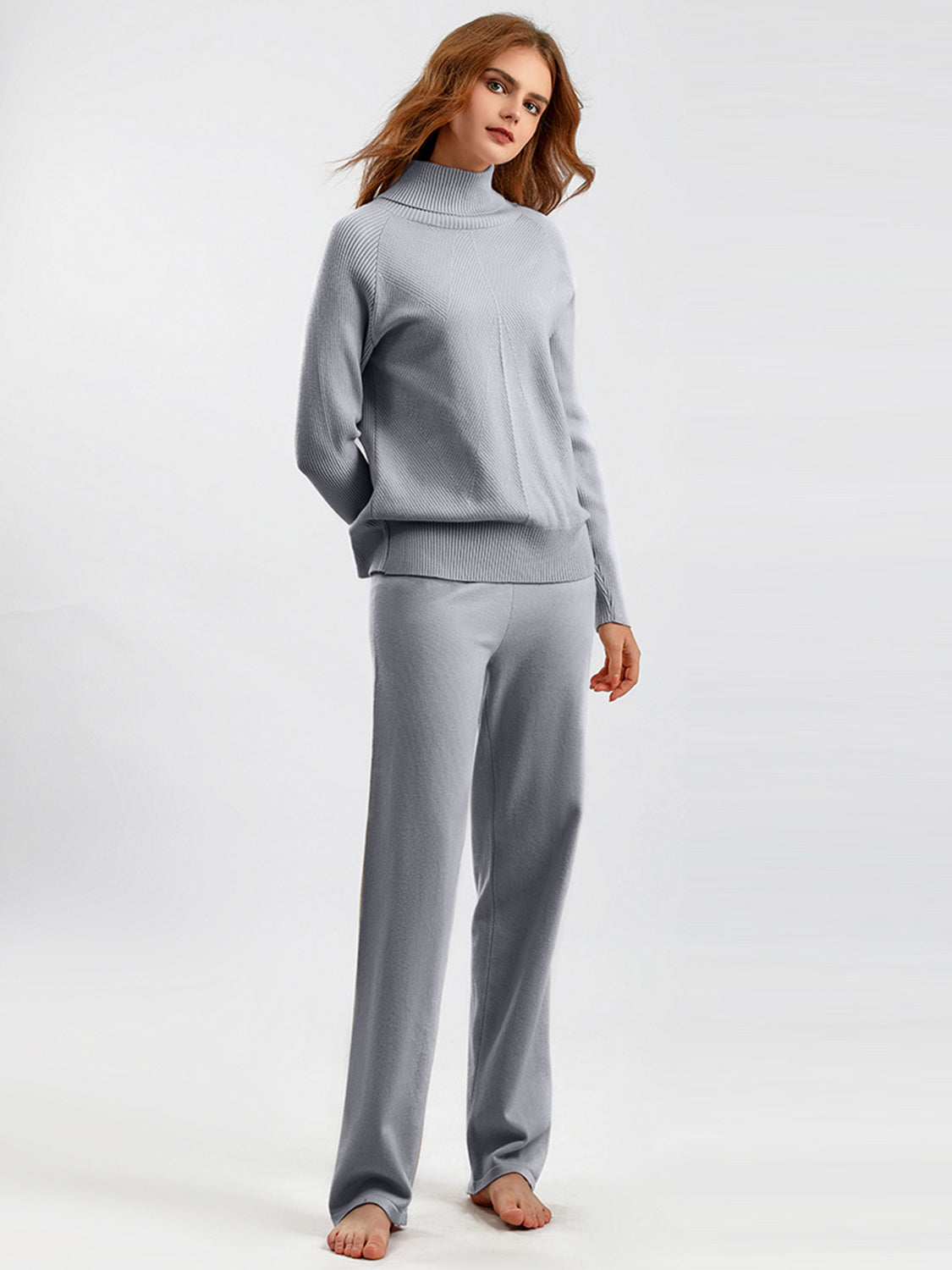 Basic Bae Turtleneck Raglan Sleeve Top and Pants Sweater Set - Sydney So Sweet