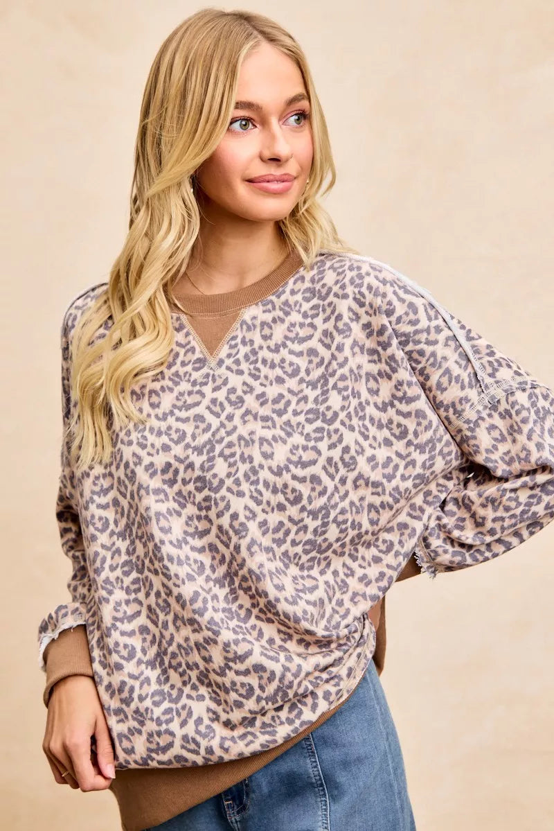BiBi Leopard Printed French Terry Sweatshirt - Sydney So Sweet