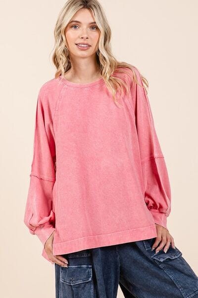 Mittoshop Mineral Wash Raglan Long Sleeve Oversized Top - Sydney So Sweet