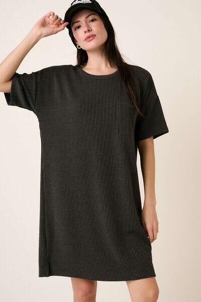 Mittoshop Urban Rib Knit Short Sleeve Tee Dress - Sydney So Sweet